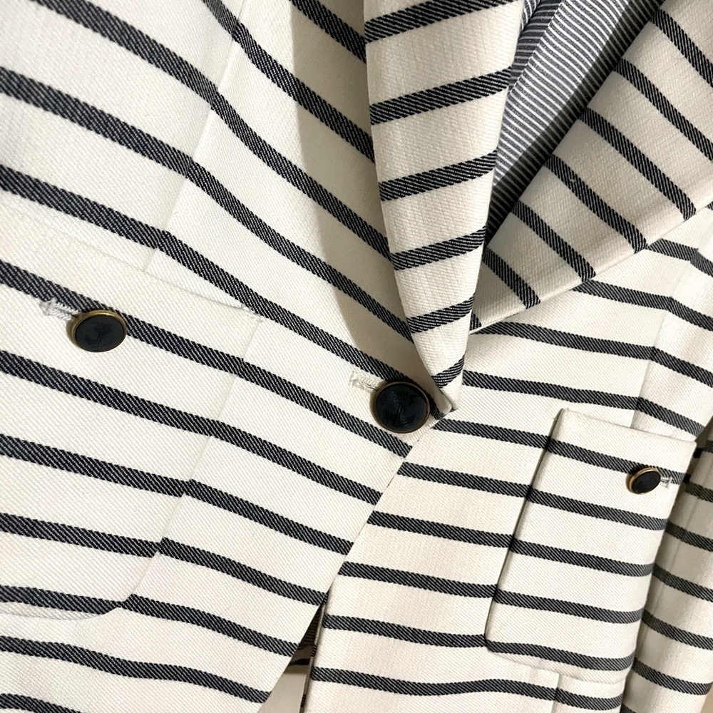 Zara Basic Striped One Button Jacket - image 3
